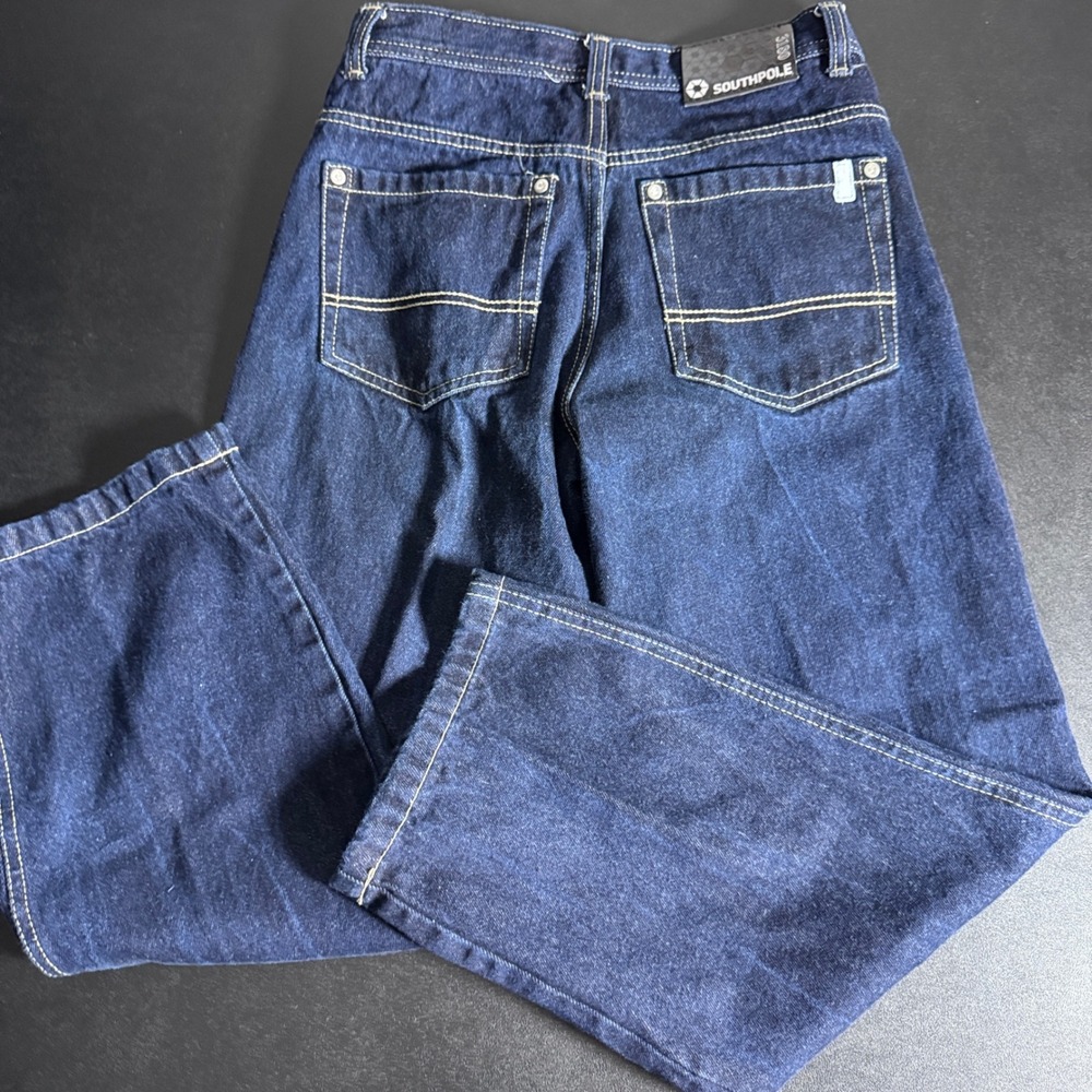 Southpole Jeans Women 18 (27 inseam) Dark Blue Solid Baggy Skater Y2K Denim 3180